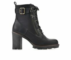 Best deal ✔️ Women's White Mountain Beverley Heeled Lace Up Booties Black 🔔