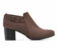 Outlet 🛒 Women's White Mountain Noah Heeled Ankle Booties Dark Brown 🎁