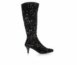 Outlet 😀 Women's Impo Namora Sequin Knee High 🥾 Boots Black 🛒