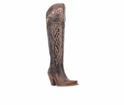Wholesale 🤩 Women's Dan Post Kommotion Over The Knee Western 🥾 Boots Chocolate ❤️ -Journee shop 2 1017