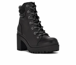New 😍 Women's Nine West Quona Heeled Combat Booties Black 🧨 -Journee shop 2 127