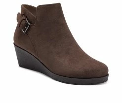 Wholesale 💯 Women's Aerosoles Bradley Wedge Booties Brown PU Suede 😀 -Journee shop 2 135