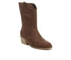 Discount 🌟 Women's Dr. Scholls Layla Mid Calf Western Booties Brown 🛒 -Journee shop 2 171