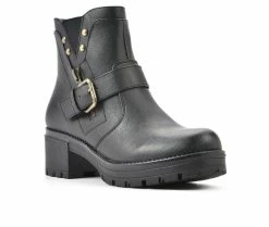 Best Pirce 💯 Women's White Mountain Rufus Heeled Booties Black 😀 -Journee shop 2 174