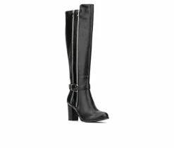 Discount 🌟 Women's New York And Company Andrina Knee High Heeled 🥾 Boots Black 😍 -Journee shop 2 285