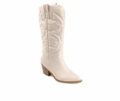 Flash Sale 🎉 Women's Journee Collection Chantry Mid Calf Western 🥾 Boots Beige 🛒 -Journee shop 2 317