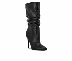 Cheap 🎁 Women's Nine West Tasta Mid Calf Heeled 🥾 Boots Black 😍 -Journee shop 2 357