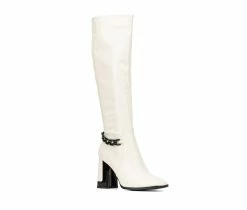 Flash Sale 🛒 Women's Torgeis Lauren Knee High Heeled 🥾 Boots Off White 😀 -Journee shop 2 365