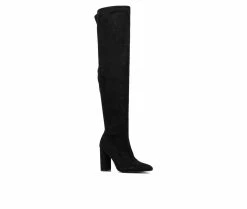 Promo ❤️ Women's New York And Company Monia Knee High Heeled 🥾 Boots Black ⌛ -Journee shop 2 370