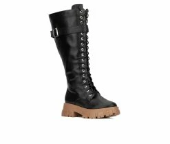 Flash Sale 🌟 Women's Fashion To Figure Liv XWC Knee High Lace Up 🥾 Boots Black Wide 👍 -Journee shop 2 377