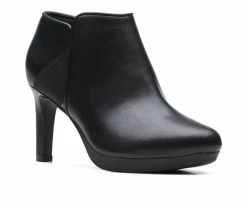 Best deal 👍 Women's Clarks Ambyr Gem Heeled Booties Black Leather 🎁 -Journee shop 2 387