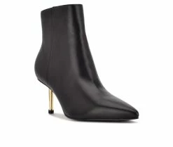 Discount 🤩 Women's Nine West Ritaa Heeled Booties Black Leather ⌛ -Journee shop 2 392