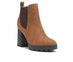 Budget 😀 Women's London Rag Sonia Block Heel Booties Tan 🌟 -Journee shop 2 395