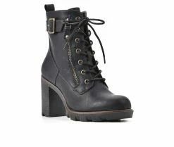 Best deal ✔️ Women's White Mountain Beverley Heeled Lace Up Booties Black 🔔 -Journee shop 2 444