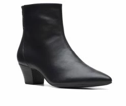 Discount ✨ Women's Clarks Teresa Boot Booties Black Leather ⌛ -Journee shop 2 464