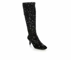 Outlet 😀 Women's Impo Namora Sequin Knee High 🥾 Boots Black 🛒 -Journee shop 2 49