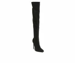 New 🔔 Women's London Rag Madman Knee High Stiletto 🥾 Boots Black 😀 -Journee shop 2 567