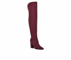 New 🎉 Women's Nine West Goforit Over-The-Knee 🥾 Boots Burgundy 😉 -Journee shop 2 696
