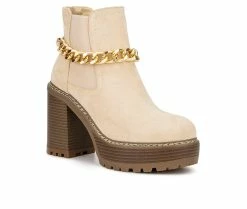 Cheap ✨ Women's Olivia Miller Alyssa Platform Booties Natural 😉 -Journee shop 2 751
