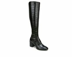 Hot Sale 🔥 Women's Franco Sarto Tribute Wide Calf Knee High 🥾 Boots Black Croco 😀 -Journee shop 2 867
