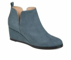 Wholesale 🎁 Women's Journee Collection Mylee Wedge Booties Blue 🔔 -Journee shop 2 876