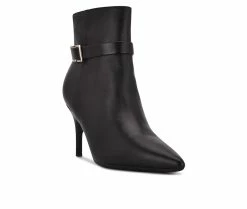 Discount ❤️ Women's Nine West Dian 9x9 Heeled Booties Black Leather 🧨 -Journee shop 2 944