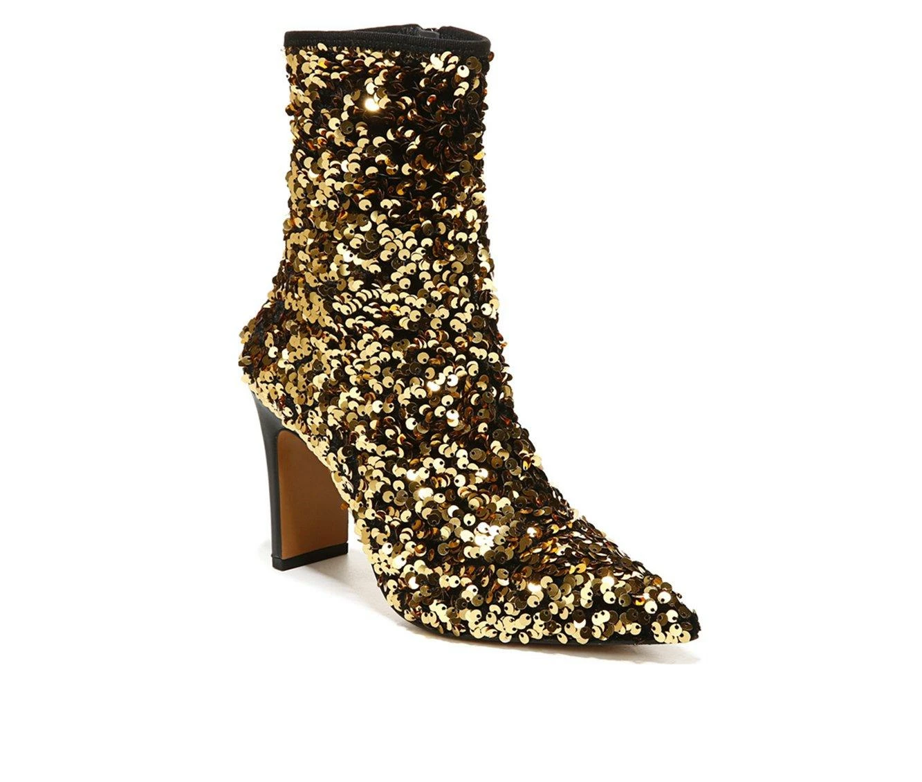 New 𧨠Women's Franco Sarto Avana 2 Heeled Booties Gold Sequin π― 3 New 𧨠Women's Franco Sarto Avana 2 Heeled Booties Gold Sequin π― - Image 3