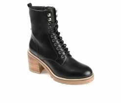 New 😉 Women's Journee Signature Malle Heeled Lace Up 🥾 Boots Black 😉 -Journee shop 2 972