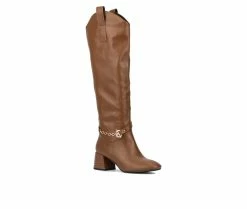 Hot Sale 👍 Women's Torgeis Elenora Knee High Heeled 🥾 Boots Cognac 😀 -Journee shop 2 977