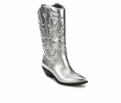 Top 10 🔔 Women's Soda Reno Cowboy 🥾 Boots Silver Metallic 🥰 8 Top 10 🔔 Women's Soda Reno Cowboy 🥾 Boots Silver Metallic 🥰 -Journee shop 2 986