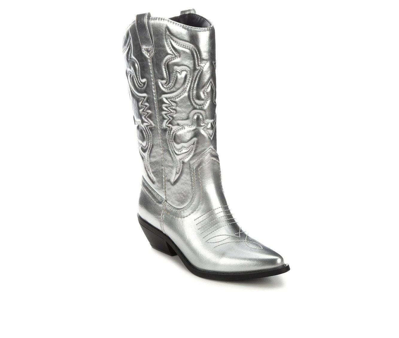 Top 10 🔔 Women's Soda Reno Cowboy 🥾 Boots Silver Metallic 🥰 3 Top 10 🔔 Women's Soda Reno Cowboy 🥾 Boots Silver Metallic 🥰 - Image 3