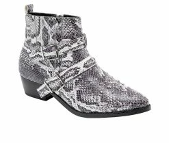 Wholesale ⌛ Women's Jane And The 👟 Shoe Cindy Moto Booties White Snake ⌛ -Journee shop 2 998