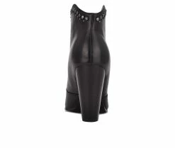 Outlet 🔔 Women's Nine West Sera Heeled Booties Black Leather 🤩 -Journee shop 3 1072