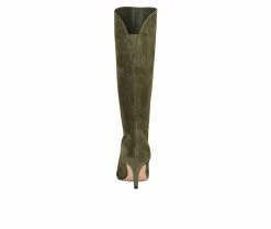 Discount 👍 Women's Nine West Buyah Knee High Heeled 🥾 Boots Olive Suede 🎁 -Journee shop 3 151