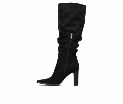 Cheapest 🎁 Women's New York And Company Damaris Knee High Heeled 🥾 Boots Black 💯 -Journee shop 3 156