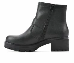 Best Pirce 💯 Women's White Mountain Rufus Heeled Booties Black 😀 -Journee shop 3 174