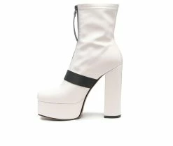 Cheap 🥰 Women's London Rag Boomer Platform Heeled Booties White 😀 -Journee shop 3 275