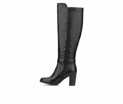 Discount 🌟 Women's New York And Company Andrina Knee High Heeled 🥾 Boots Black 😍 -Journee shop 3 285