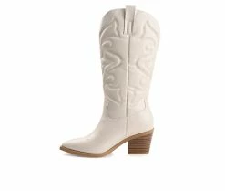Flash Sale 🎉 Women's Journee Collection Chantry Mid Calf Western 🥾 Boots Beige 🛒 -Journee shop 3 317