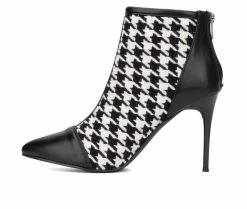 Best Sale 💯 Women's New York And Company Charlie Heeled Booties Black/White 🎁 -Journee shop 3 335