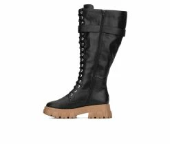Flash Sale 🌟 Women's Fashion To Figure Liv XWC Knee High Lace Up 🥾 Boots Black Wide 👍 -Journee shop 3 377
