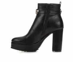 Cheap 😀 Women's Juicy Python Heeled Booties Black 🧨 -Journee shop 3 39