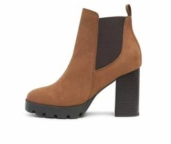 Budget 😀 Women's London Rag Sonia Block Heel Booties Tan 🌟 -Journee shop 3 395