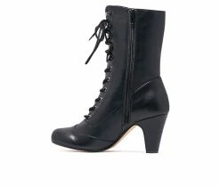Cheapest 🔔 Women's Chelsea Crew Claire Lace Up Mid Calf Booties Black 🔔 -Journee shop 3 397