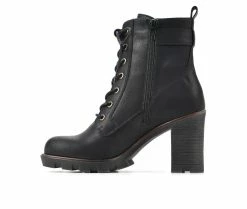 Best deal ✔️ Women's White Mountain Beverley Heeled Lace Up Booties Black 🔔 -Journee shop 3 444