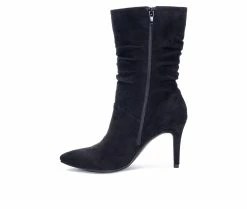 Budget ⭐ Women's CL By Laundry Refine Chic Suede Mid Calf 🥾 Boots Black ✔️ -Journee shop 3 450