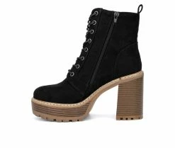 Wholesale 😍 Women's Olivia Miller Evie Platform Heeled Lace Up 🥾 Boots Black 😍 -Journee shop 3 455
