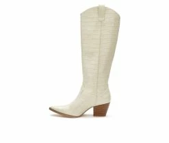 Outlet 👍 Women's Coconuts By Matisse Jax Western 🥾 Boots Ivory Croc ⭐ -Journee shop 3 504