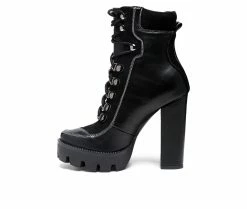 Outlet 𧨠Women's London Rag Yeti Lace Up Heeled Moto Booties Black π 9 Outlet 𧨠Women's London Rag Yeti Lace Up Heeled Moto Booties Black π -Journee shop 3 549