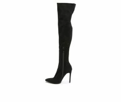 New 🔔 Women's London Rag Madman Knee High Stiletto 🥾 Boots Black 😀 -Journee shop 3 567